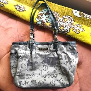 Coach - Grey & Black Horse and Carriage Shoulder Bag - No J1068-F16563